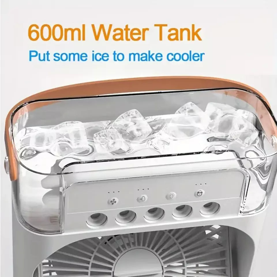 Humidifier Cooling Fan, Personal USB Air Cooler Fan, Mini Air Freshener Cooling Fan, Water Mist Humidification Fan, 3 In 1 Portable Fan Air Conditioner, Desktop Electric Fan Air Cooler, LED Light Humidifier, USB Powered (Random Color) - My Store