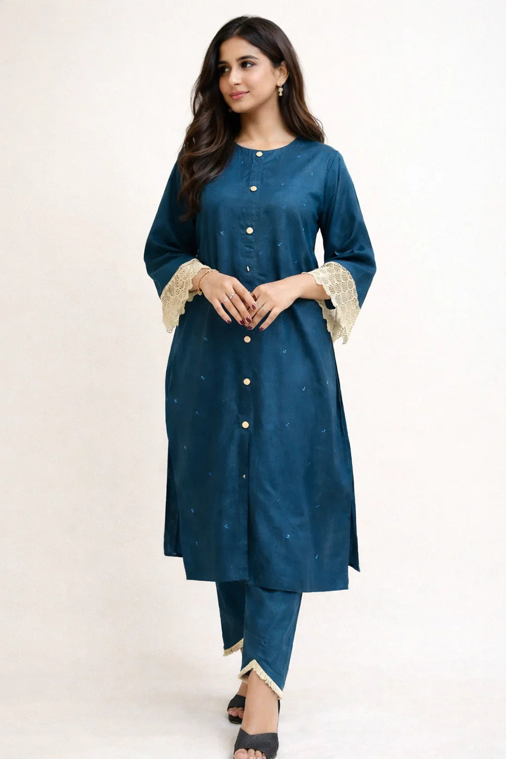 Urban Cut 2 Piece Cotton Embroidered Suit