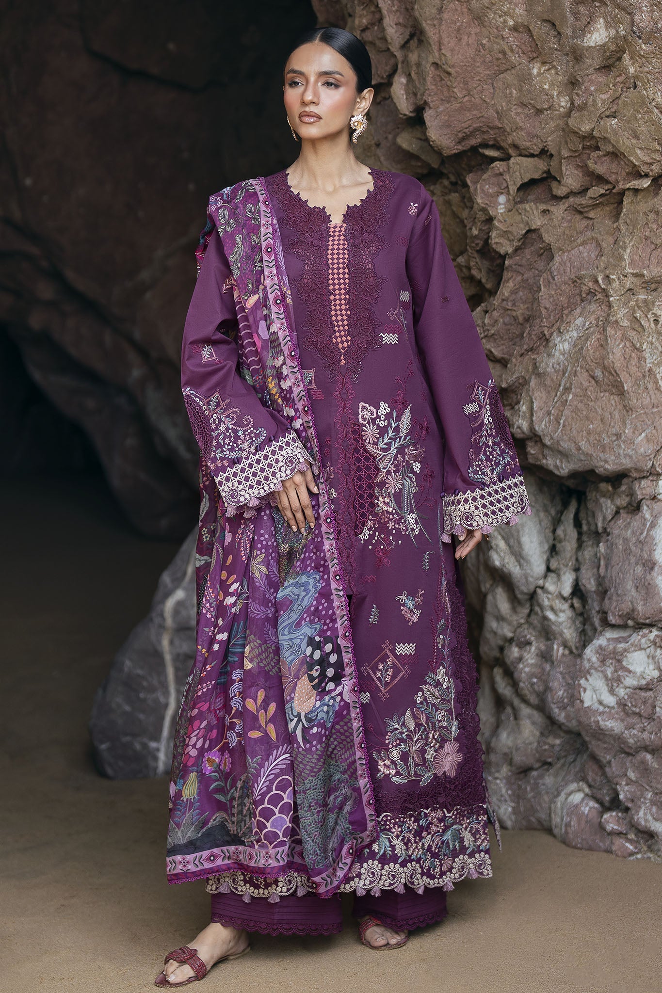 Florent Unstitched 3 Piece Festive Luxury Lawn Suit-FLL-2B