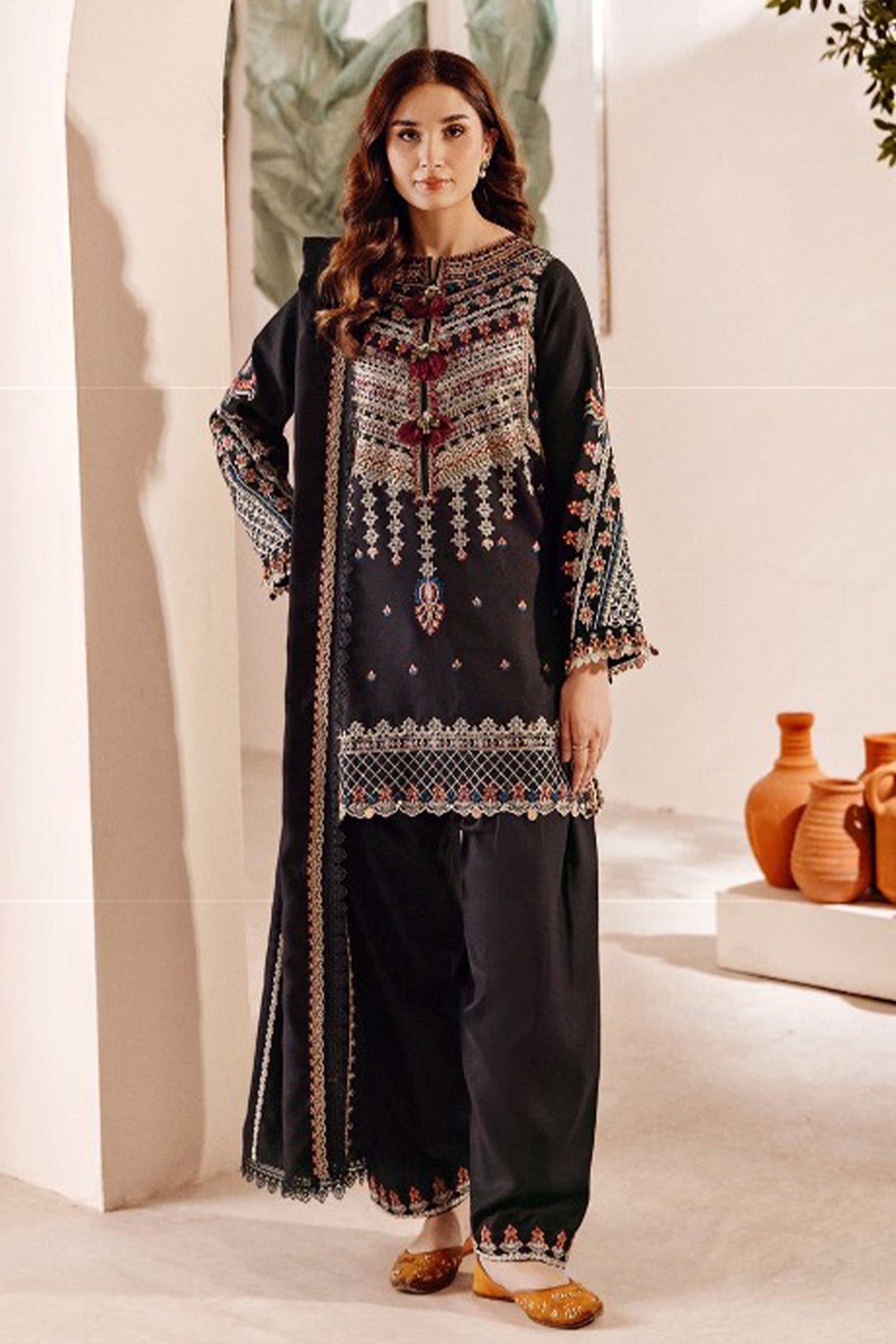 Shades Of Winter By Florent Unstitched 3 Piece Emb Shawl Series Suit-FL-03-B