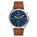 Fossil Forrester Brown Leather Strap Blue Dial Chronograph Quartz Watch for Gents - FS5607