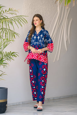 Sprinkles Stitched 2 Piece Summer Co Ord Sets Women Collection'2025-Sapphire