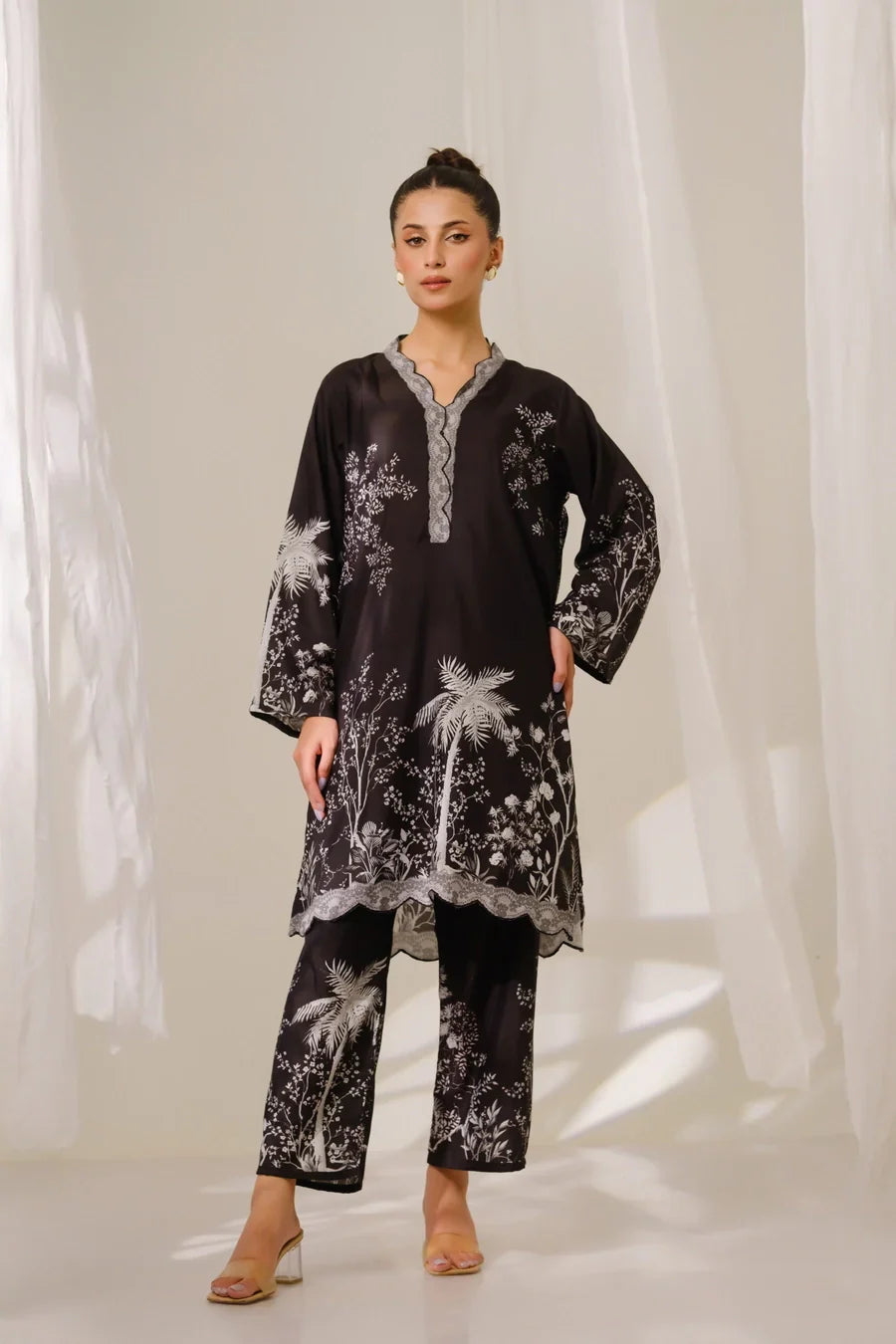 Amal Stitched 2 Piece Blended Lawn Suit-Eclipse