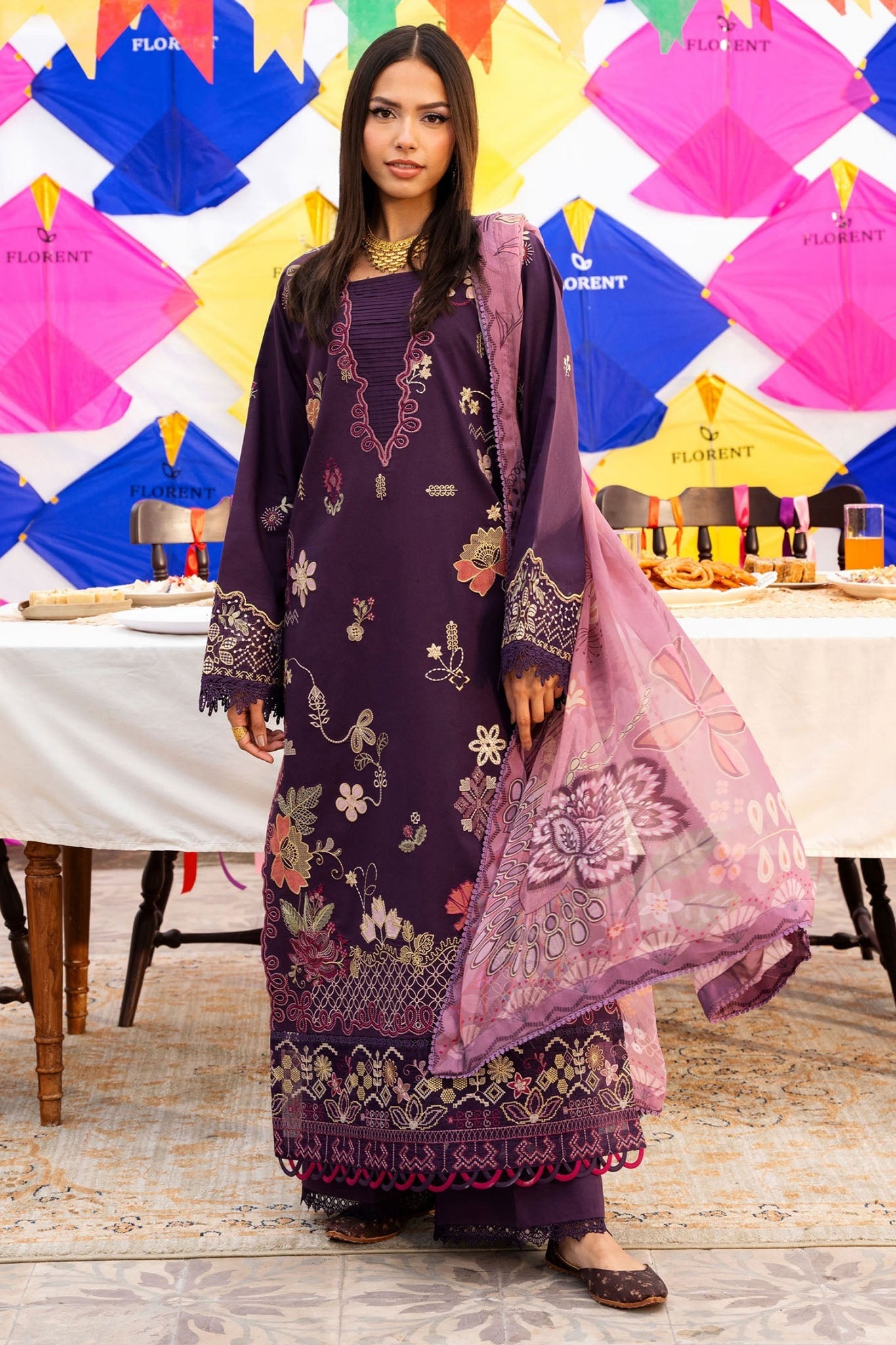 Florent Unstitched 3 Piece Basant Chikankari Luxury Lawn Suit-FZ-1A