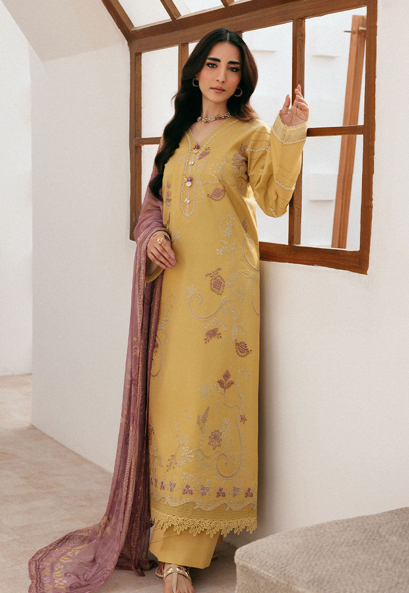 Zync By Florent Unstitched 3 Piece Luxury Lawn Suit-FZ-1B