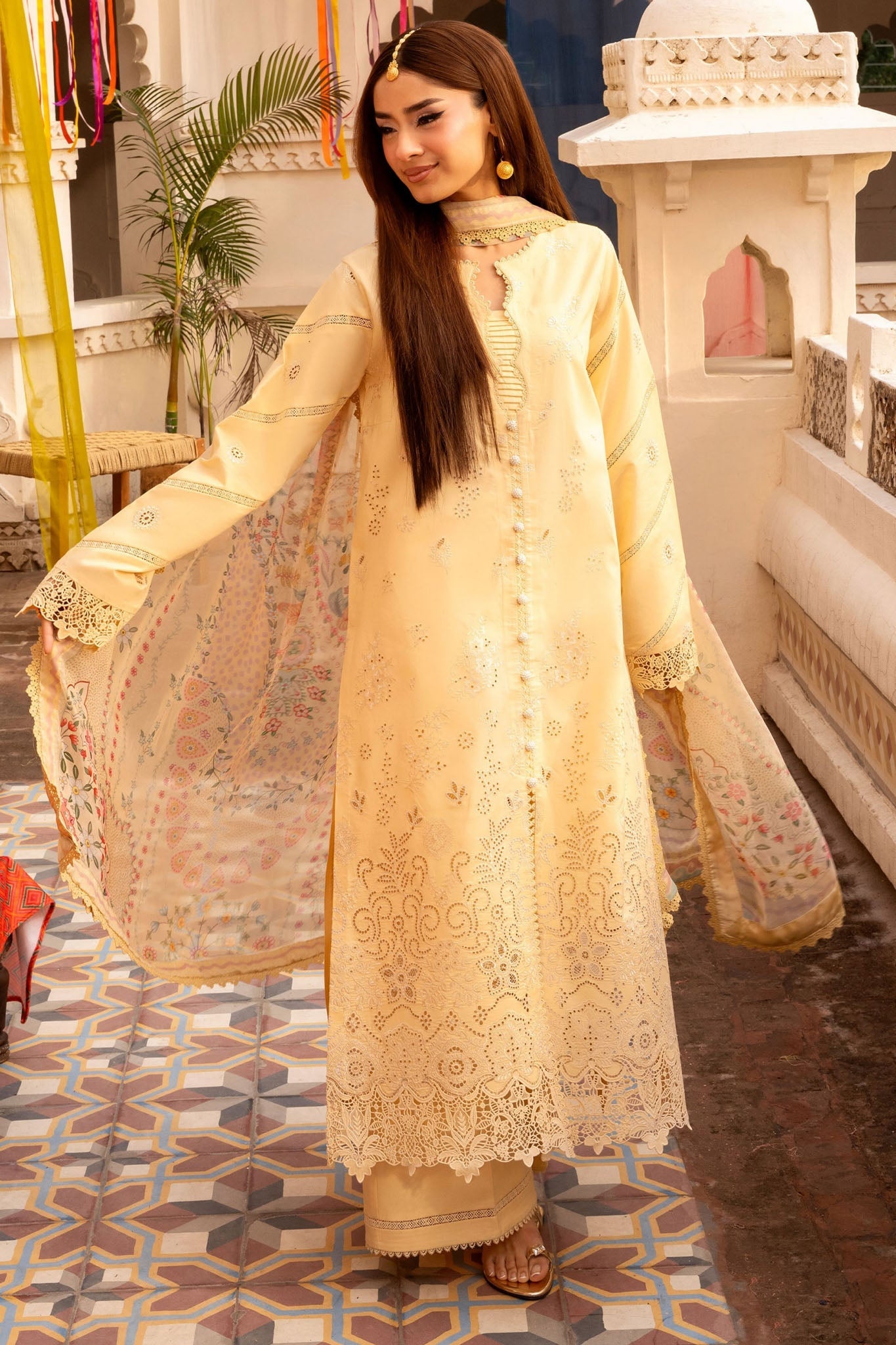 Florent Unstitched 3 Piece Basant Chikankari Luxury Lawn Suit-FZ-2A