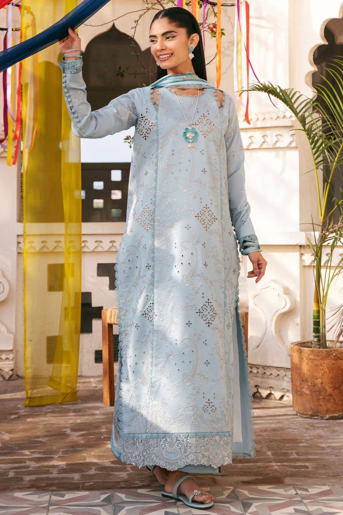 Florent Unstitched 3 Piece Basant Chikankari Luxury Lawn Suit-FZ-4B