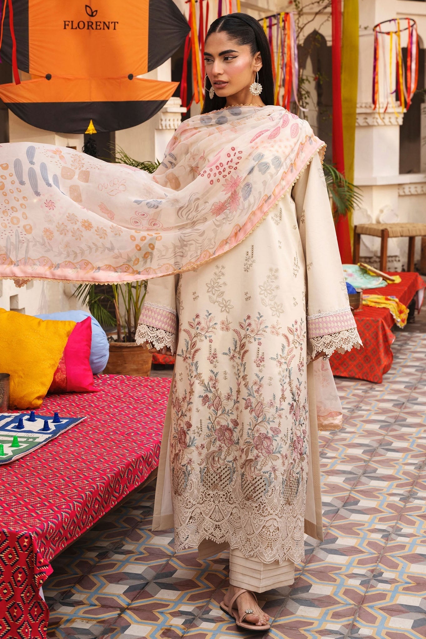 Florent Unstitched 3 Piece Basant Chikankari Luxury Lawn Suit-FZ-5A