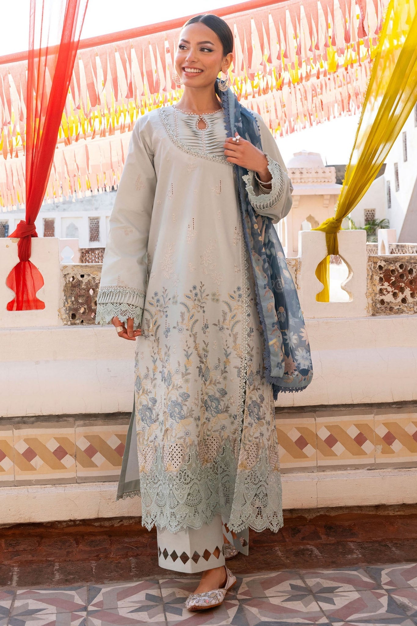 Florent Unstitched 3 Piece Basant Chikankari Luxury Lawn Suit-FZ-5B