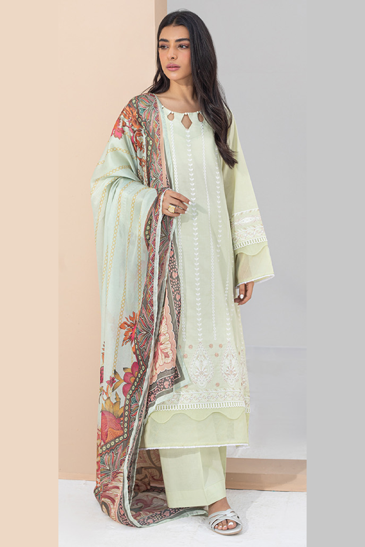 zellbury -Embroidered Shirt Shalwar Dupatta - Yellow - Lawn Suit-0372