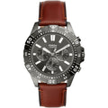 Fossil Garrett Brown Leather Strap Gray Dial Chronograph Quartz Watch for Gents - FS5770