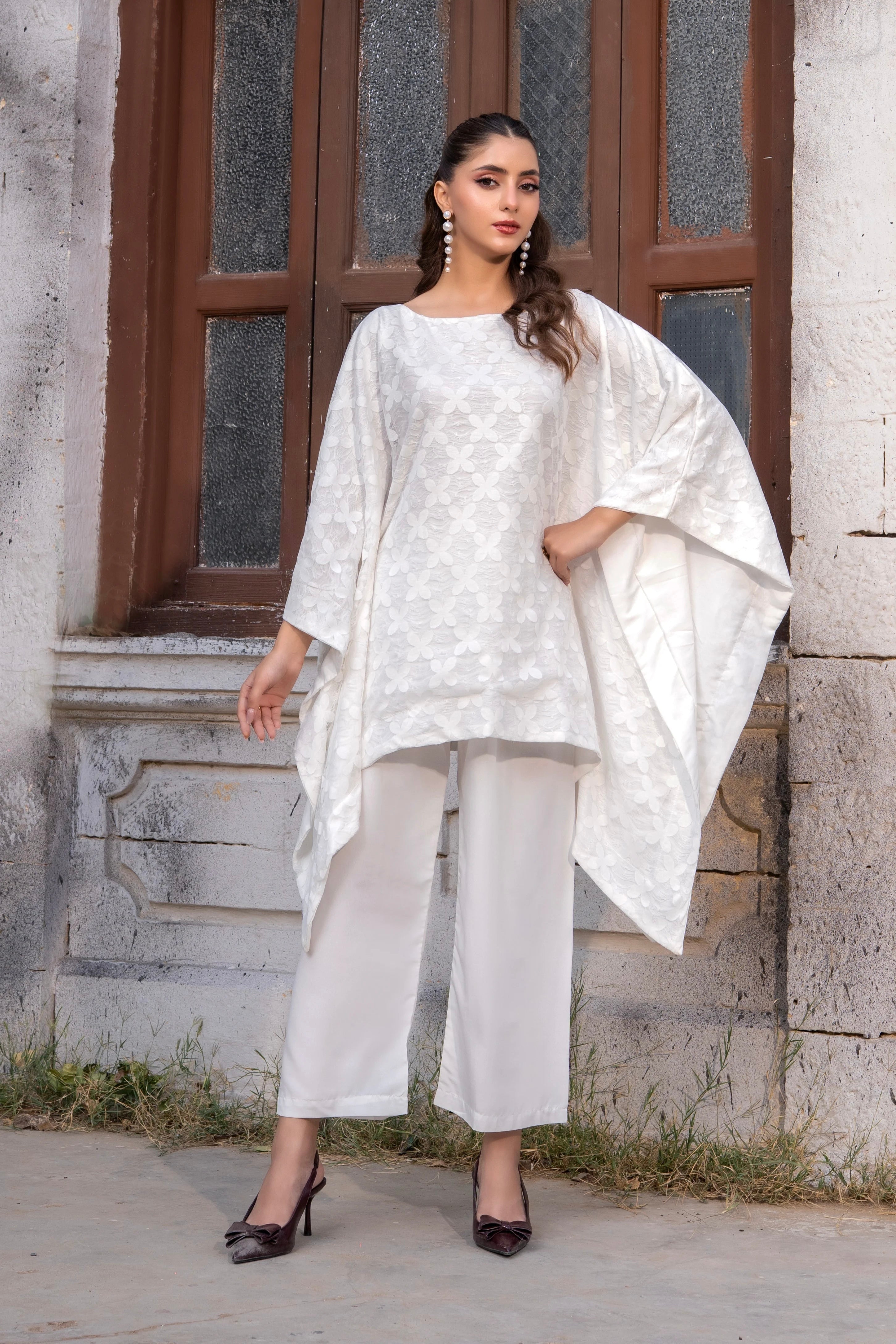 Dhaga Stitched Summer Women Suit-Zehra Cape Set