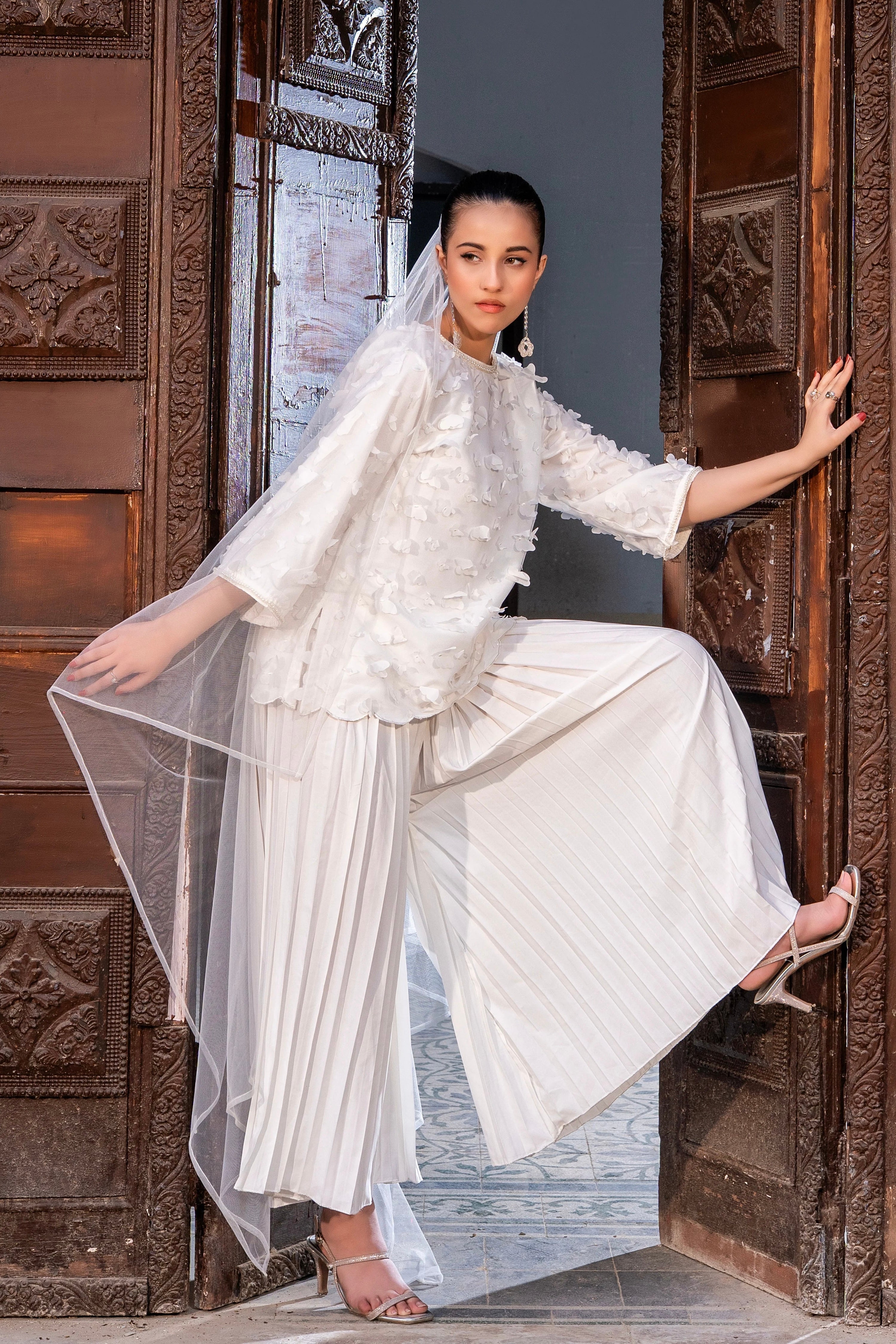 Dhaga Stitched Summer Women Suit-Butterfly Whisper