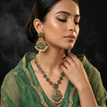 Zeesy Multi-Toned Floral Malla Necklace Set