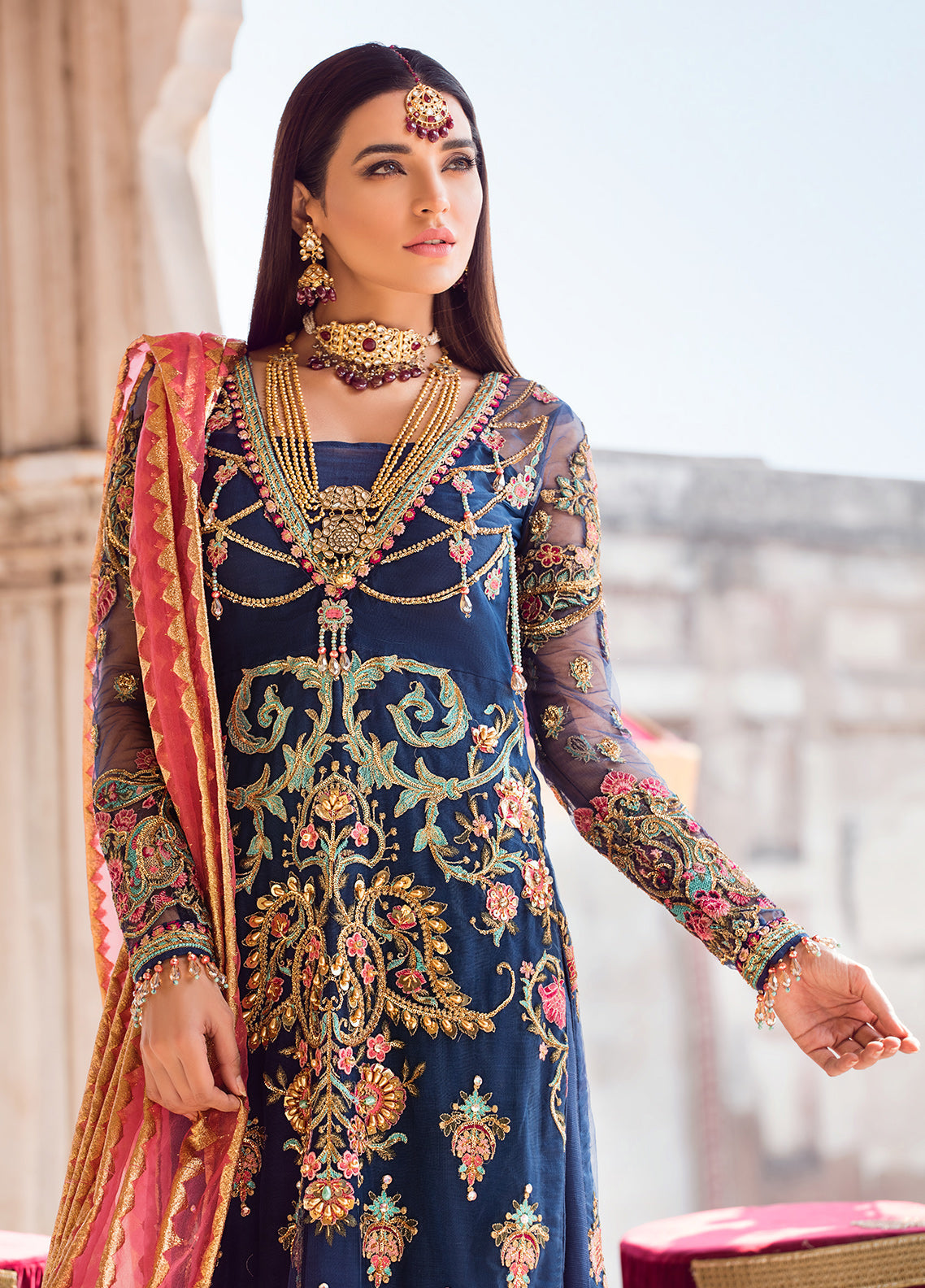 Zohra By Gulaal Unstitched 3 Piece Wedding Collection'2020-Gul Afshan Embroidered Net 3 Piece Suit GWF-01 - Zohra by Gulaal Wedding Collection