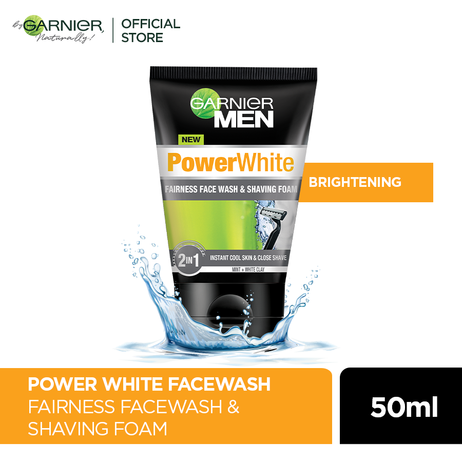 Garnier Men Power White Face Wash & Shaving Foam 50ml - Snapcart.pk