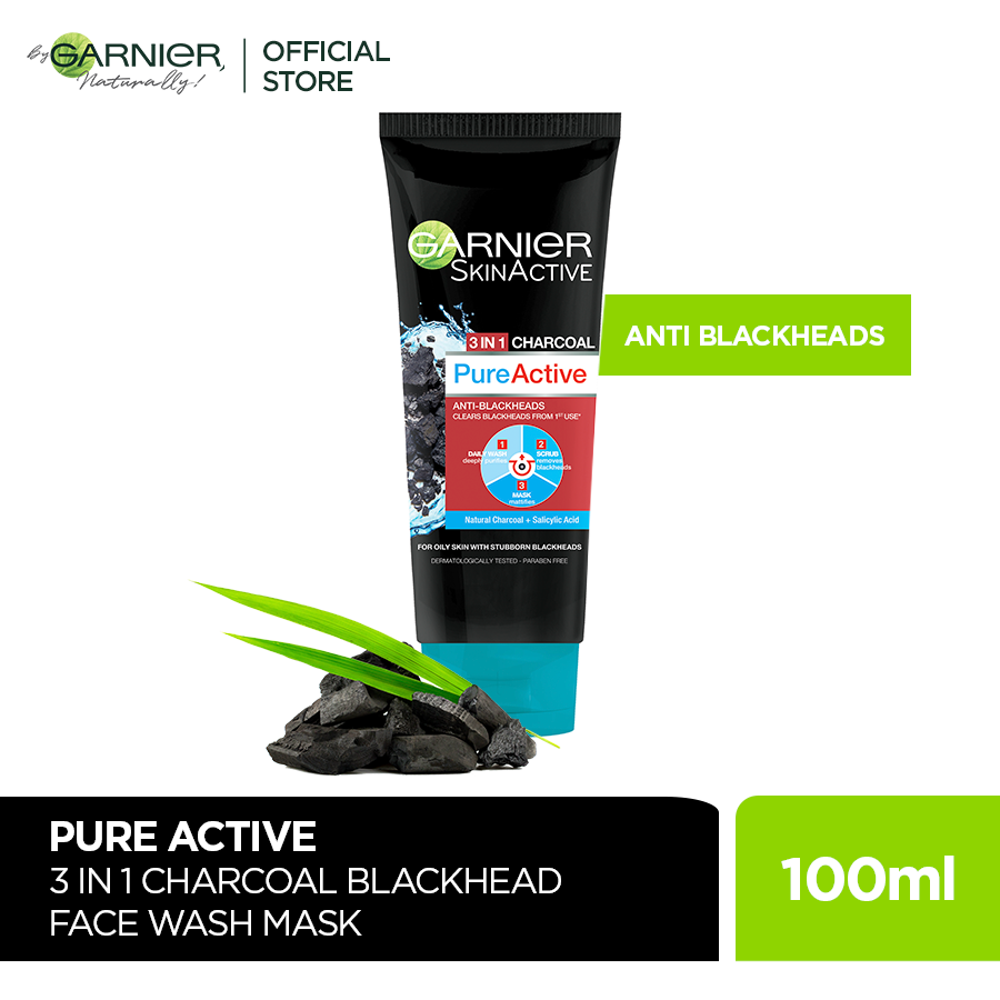Garnier Face Wash Pureactive Charcoal 3in1 100ml - Snapcart.pk