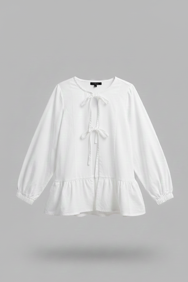 Urban Cut White Cotton Peplum Shirt