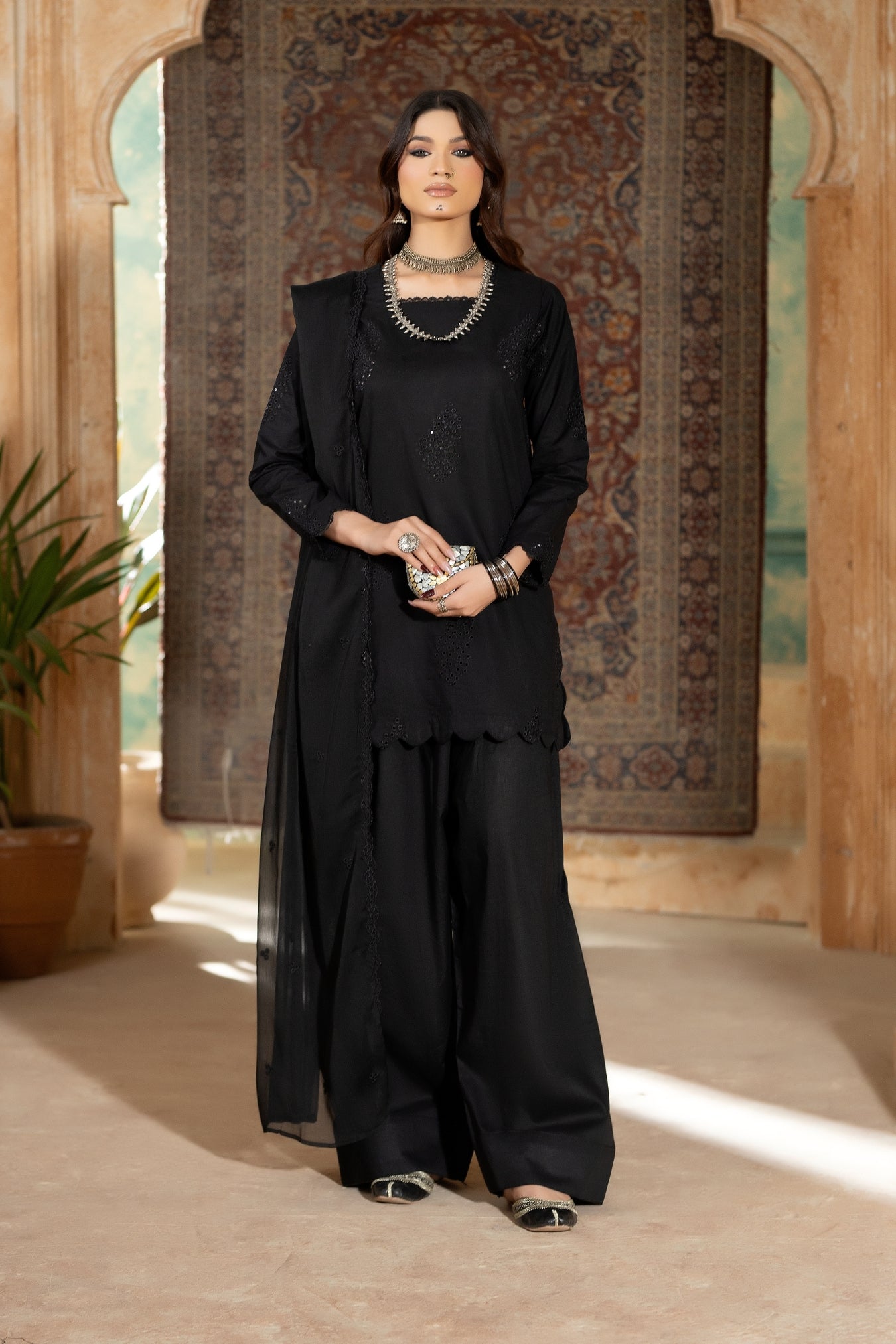 Monochrome By Inara Stitched 3 Piece Winter Suit-GHAZAL DR-03