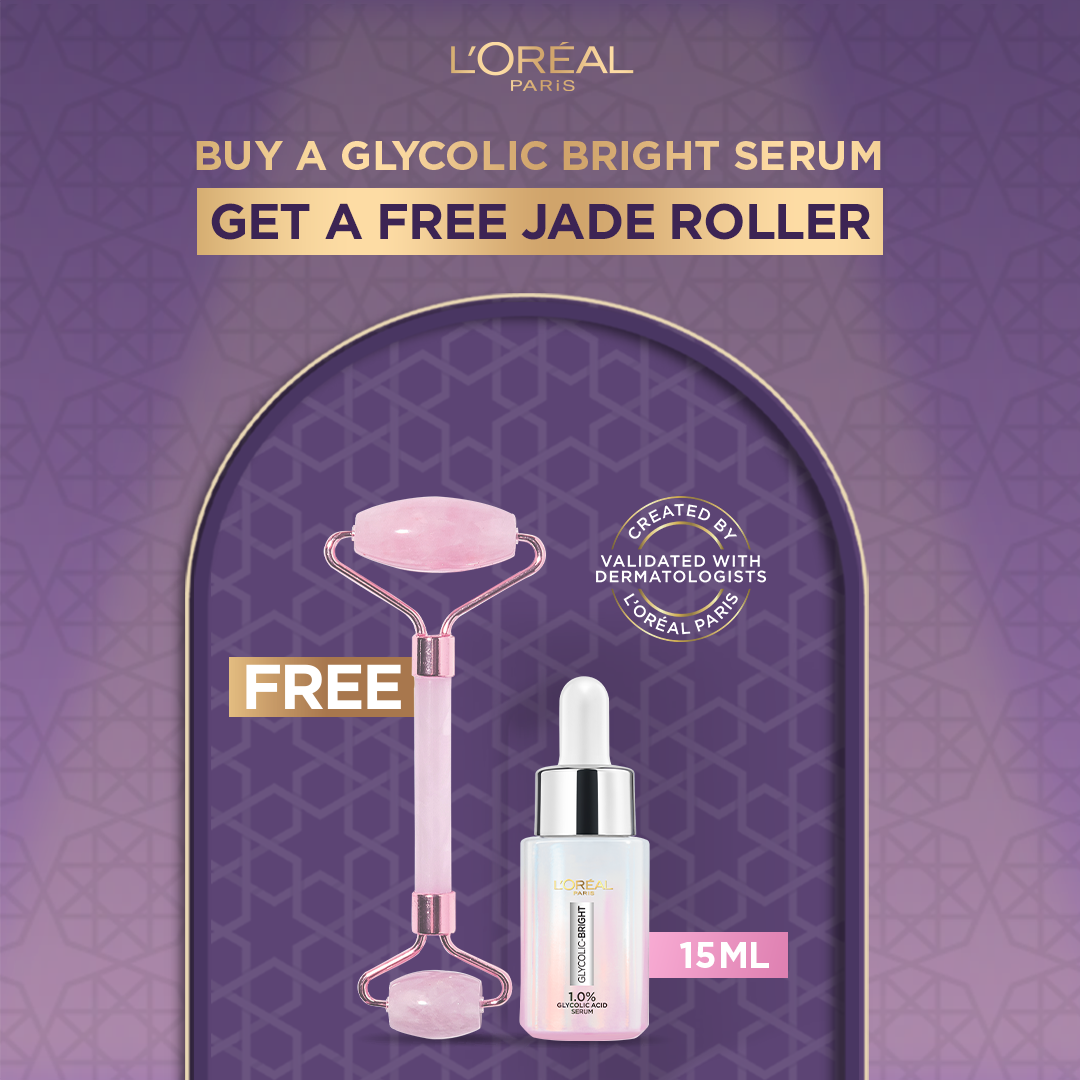 Bundle - L'Oreal Glycolic Serum 15Ml with Free Jade Roller