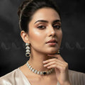Zeesy Intricate Square Cluster Necklace Set