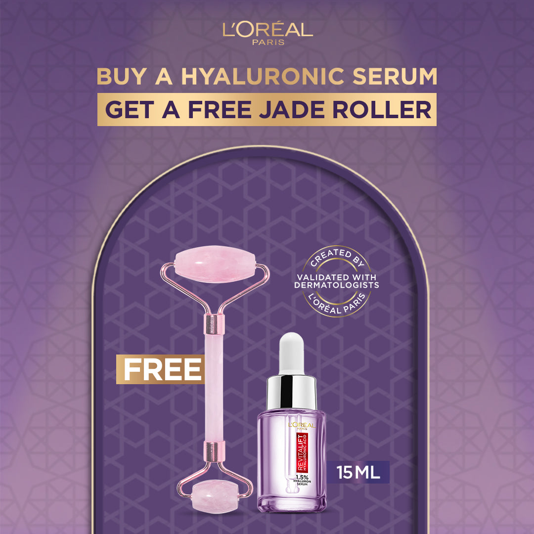 Bundle - L'Oreal Hyaluronic Serum 15Ml with Free Jade Roller