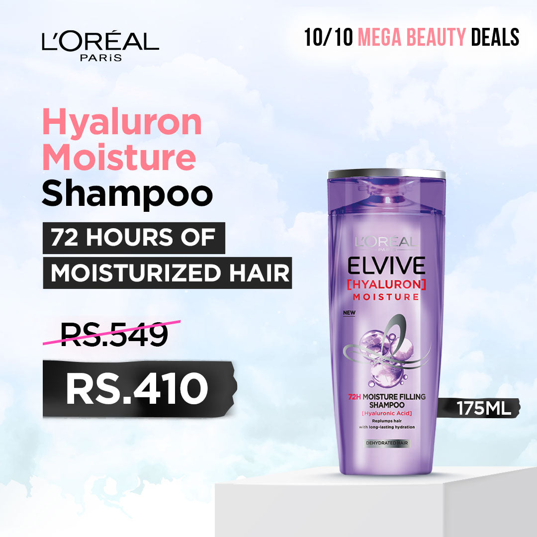 L'Oreal Paris Hyaluron + Plump Hydrating Shampoo, Paraben-Free, 175 ml - FOC