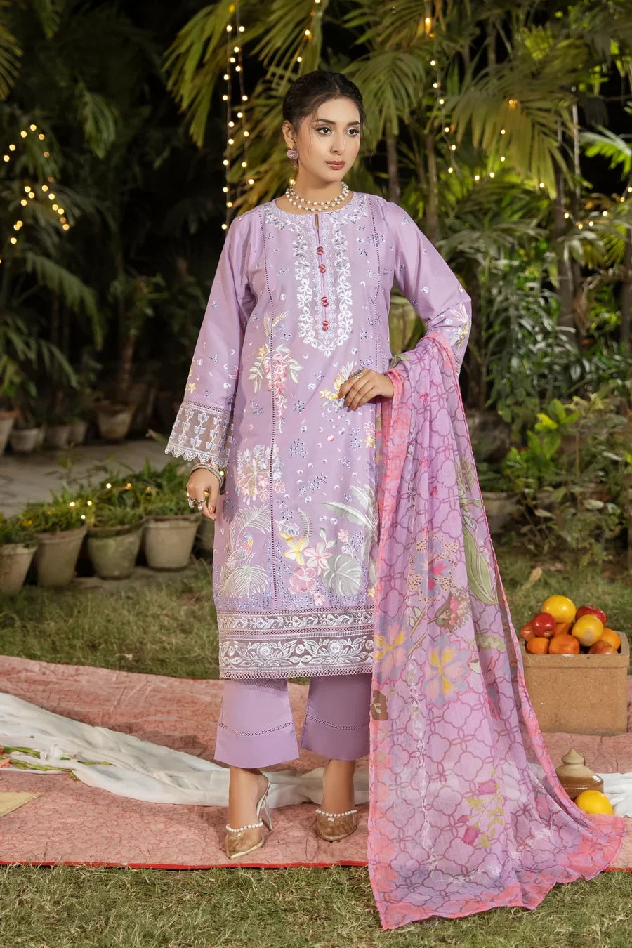 Dhaga Stitched 3 Piece Summer Suit-Elara