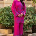 Dhaga Stitched 2 Piece Summer Suit-Midnight Magenta