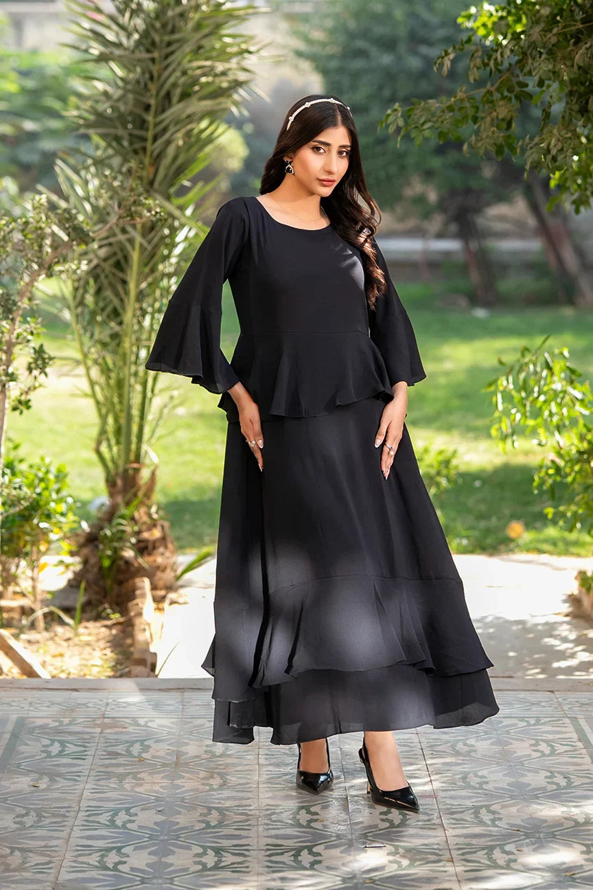 Dhaga Stitched 2 Piece Summer Suit-Pepolka Black