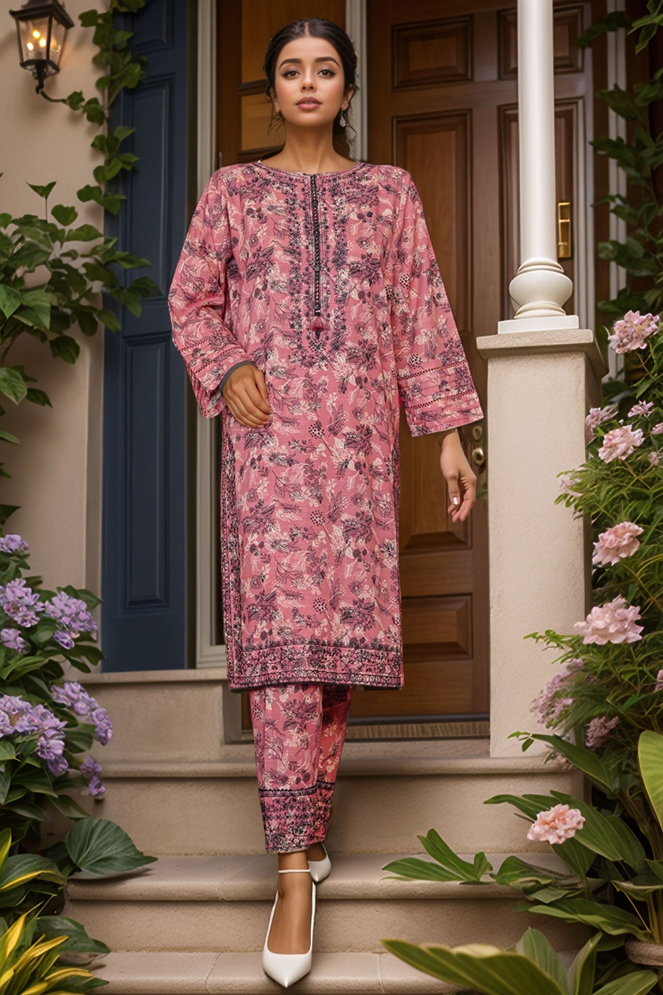 HZ Co Ords Stitched Blooming Winter Khaddar Suit-KPE-115
