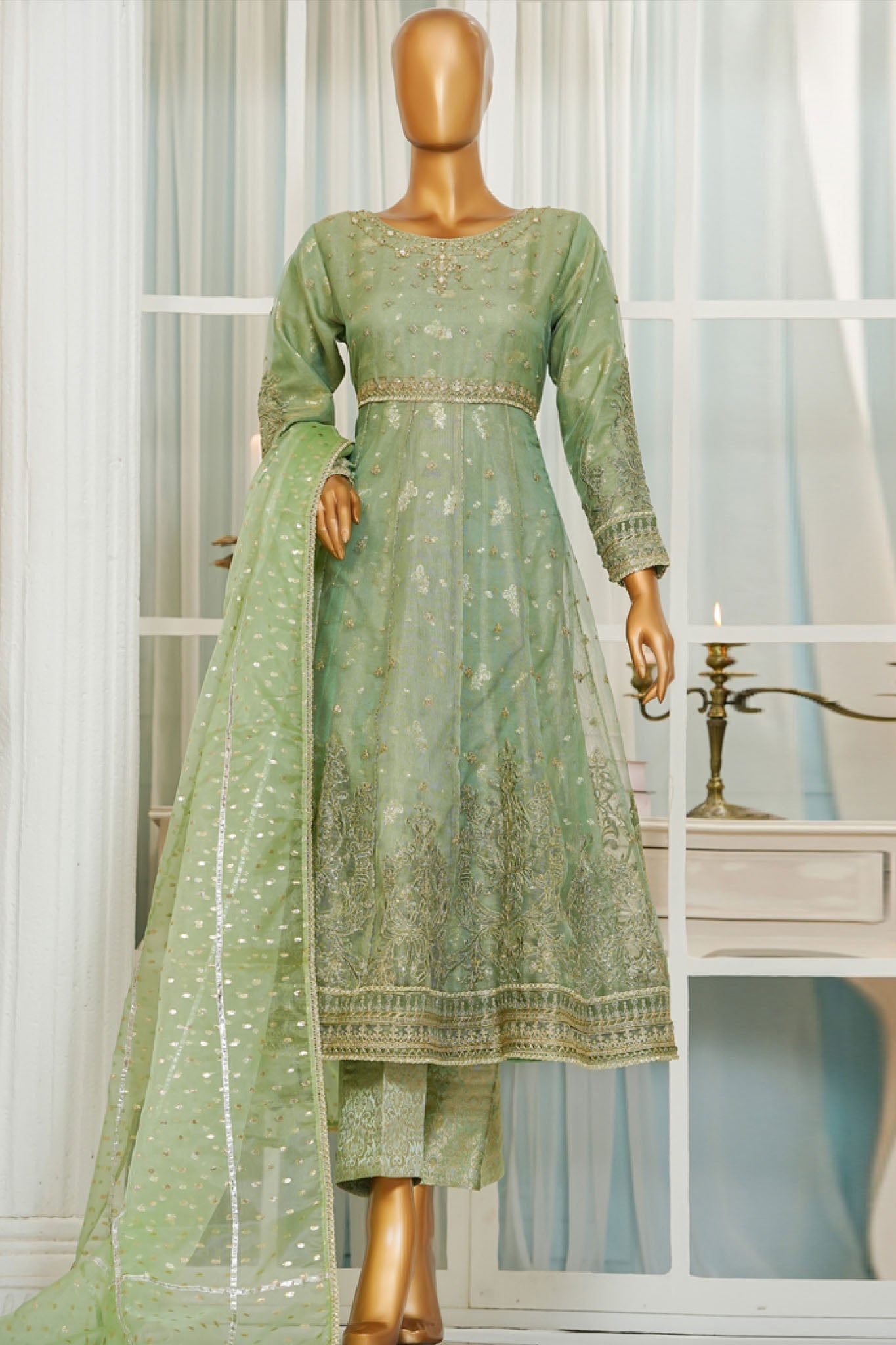 Jashn By HZ Stitched 3 Piece Luxury Formals Collection'2025-HZK-206-Zinc