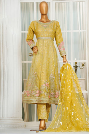Jashn By HZ Stitched 3 Piece Luxury Formals Collection'2025-HZK-208-Yellow