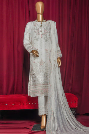 Fasaane By HZ Stitched 3 Piece Formals Chiffon Vol-09 Collection'2025-HZK-209-Cream