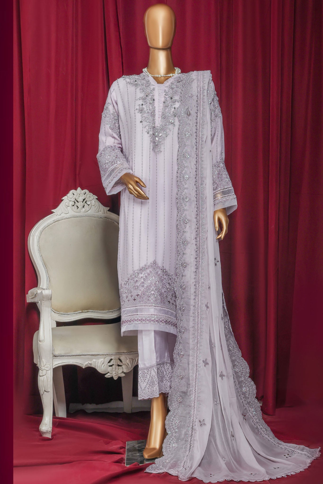 Fasaane By HZ Stitched 3 Piece Formals Chiffon Vol-09 Collection'2025-HZK-212-Lilac