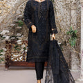 Falsafaa by HZ Ready To Wear 3 Piece Embroidered Organza Collection'2024-HZK-97-Black