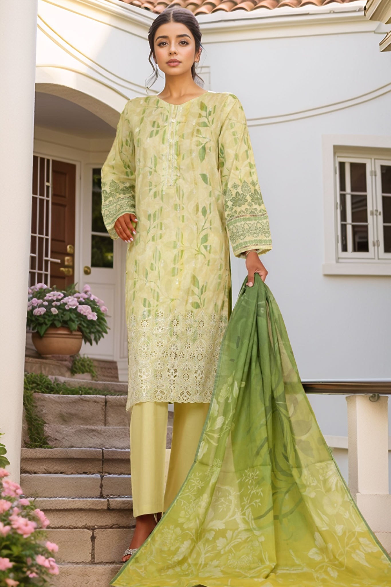 HZ Stitched 3 Piece Chikankari Cambric Collection'2025-LPK-3P-526