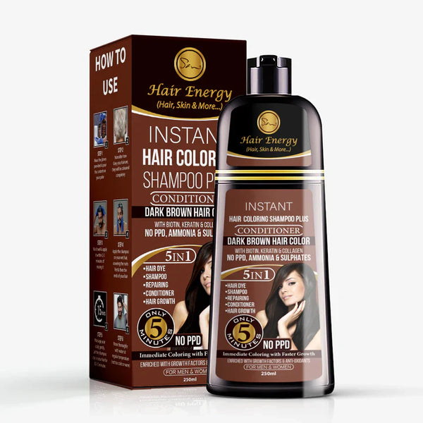 Hair Energy Instant Hair Coloring Shampoo+conditioner (brown) 250 Ml - Snapcart.pk
