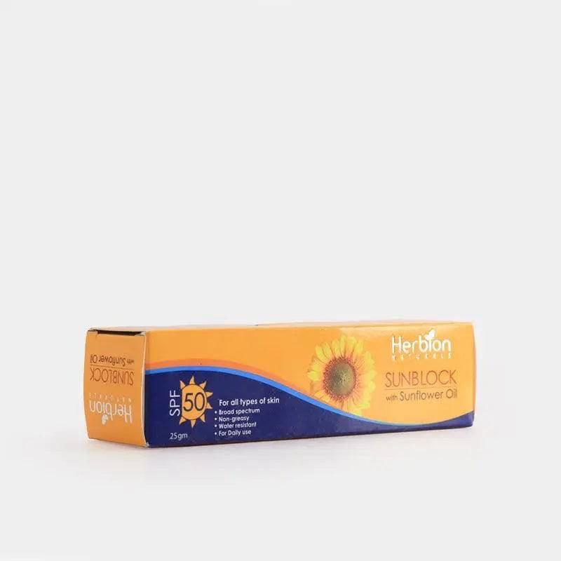 Herbion Naturals Sun Block With Sun Flower Oil 25Gm - My Store
