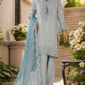 Sheer By HZ Stitched 3 Piece Emb Khaddi Net Formals Collection'2025-HZK-225-Sky Blue