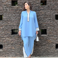 Manahils Stitched Ice Blue Co-Ord Set