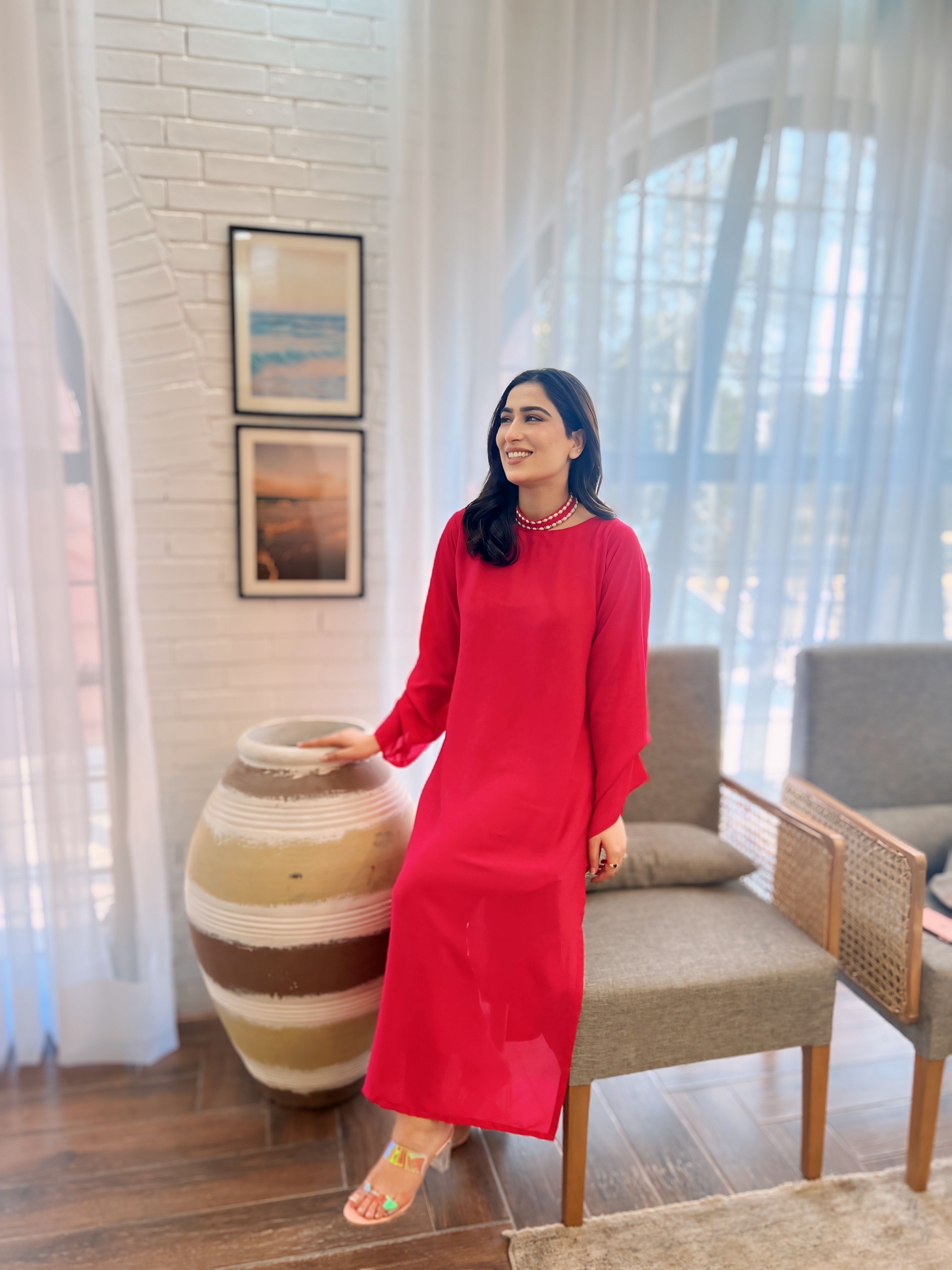 Manahils Stitched Pink Pearls