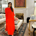 Manahils Stitched Orange Blend Drape (Two Pc)