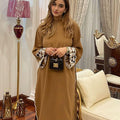 Manahils Stitched Camel Brown Scallop