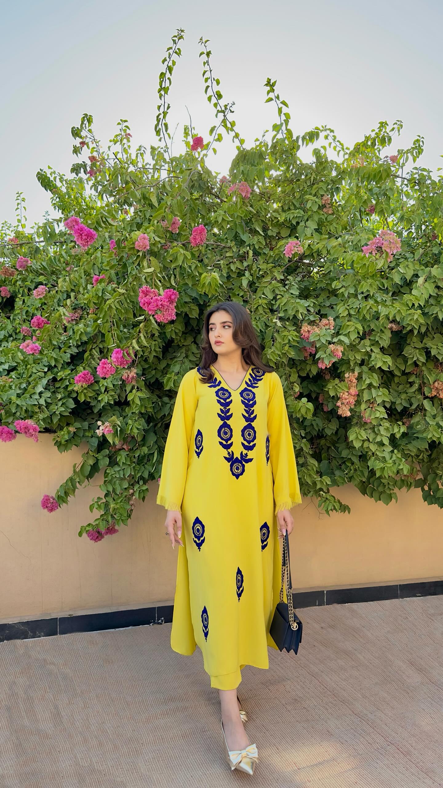 Manahils Stitched Yellow Ari Embroidered Set (Pay-Now)