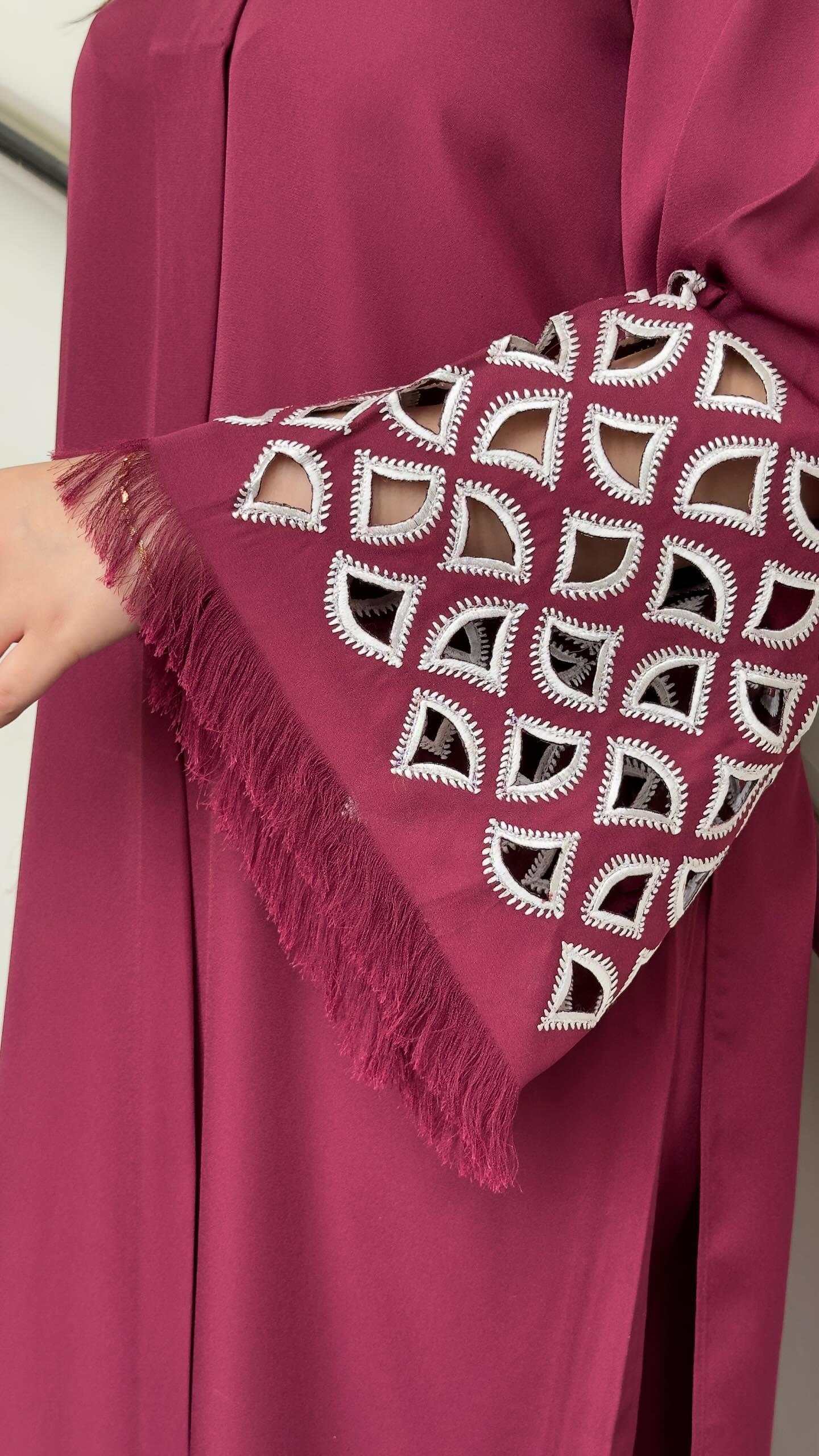 Manahils Stitched Burgundy Maroon Embroidered  Tunic