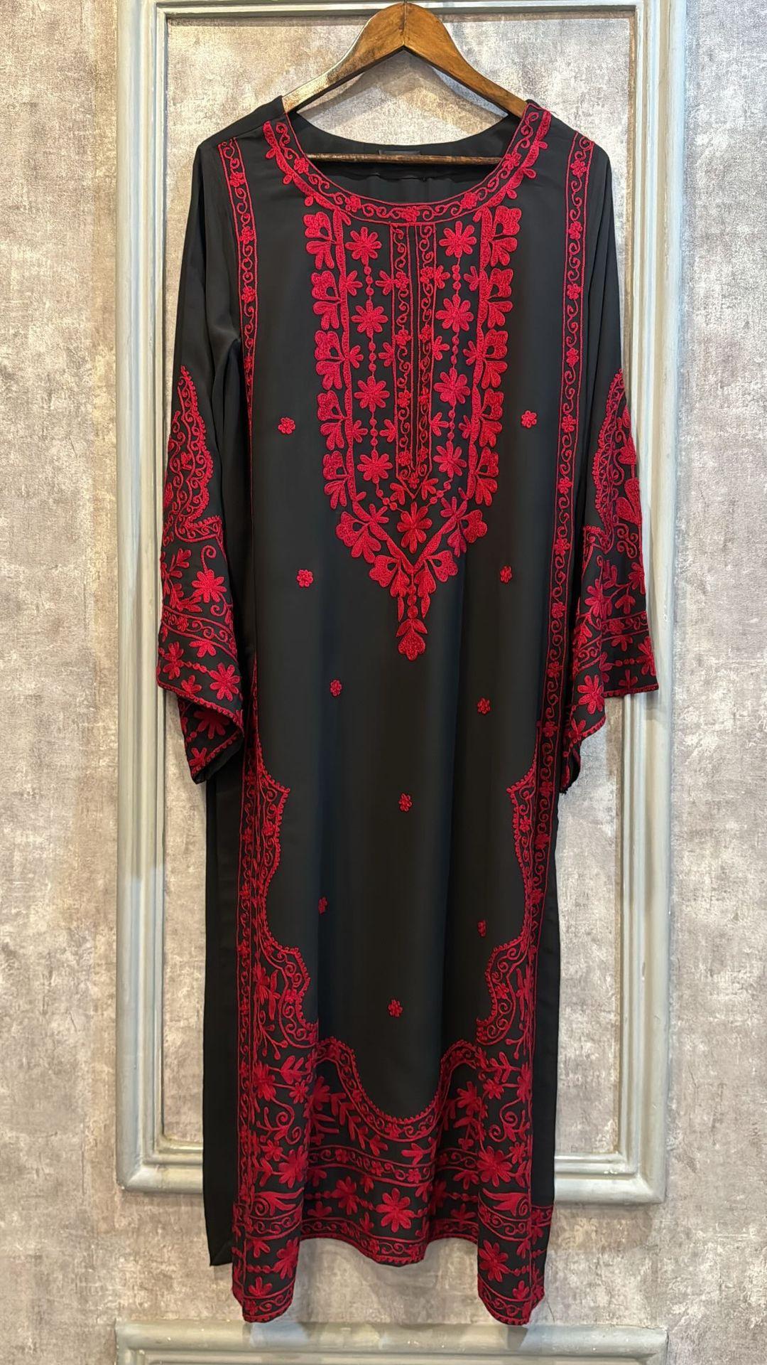 Manahils Stitched Red Embroidered Two Pc