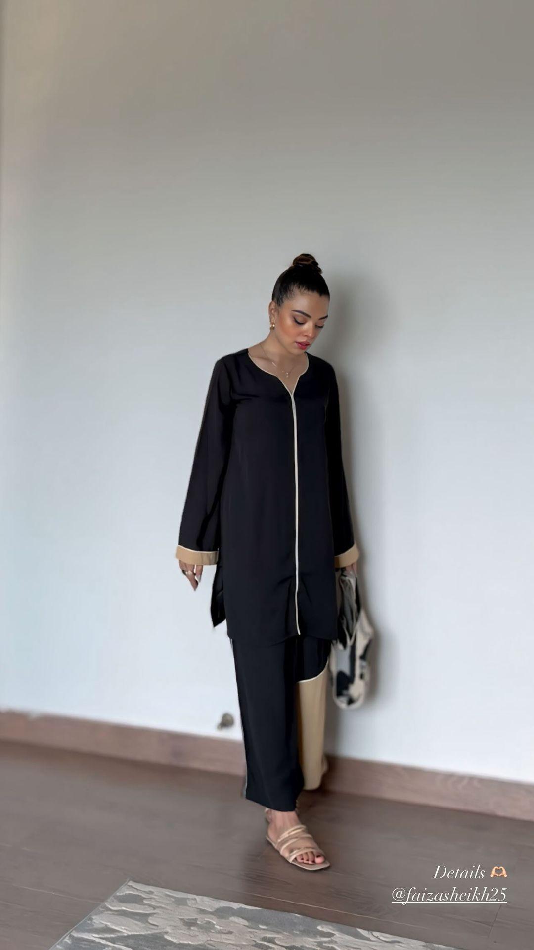 Manahils Stitched Co Ords Black & Fone Co-Ord Set