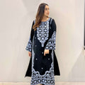 Manahils Stitched Black Embroidered Two Pc