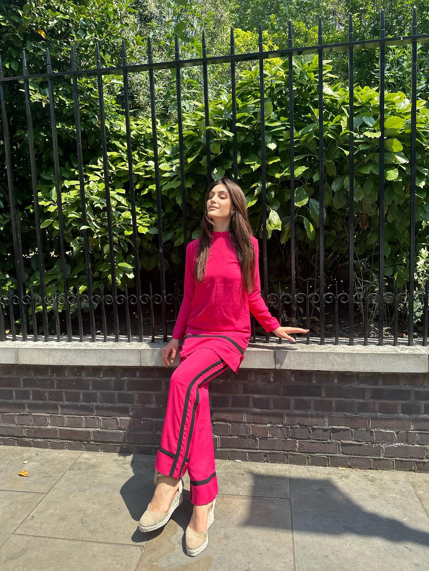 Manahils Stitched Co Ords Pink Co-Ord Set With Strip